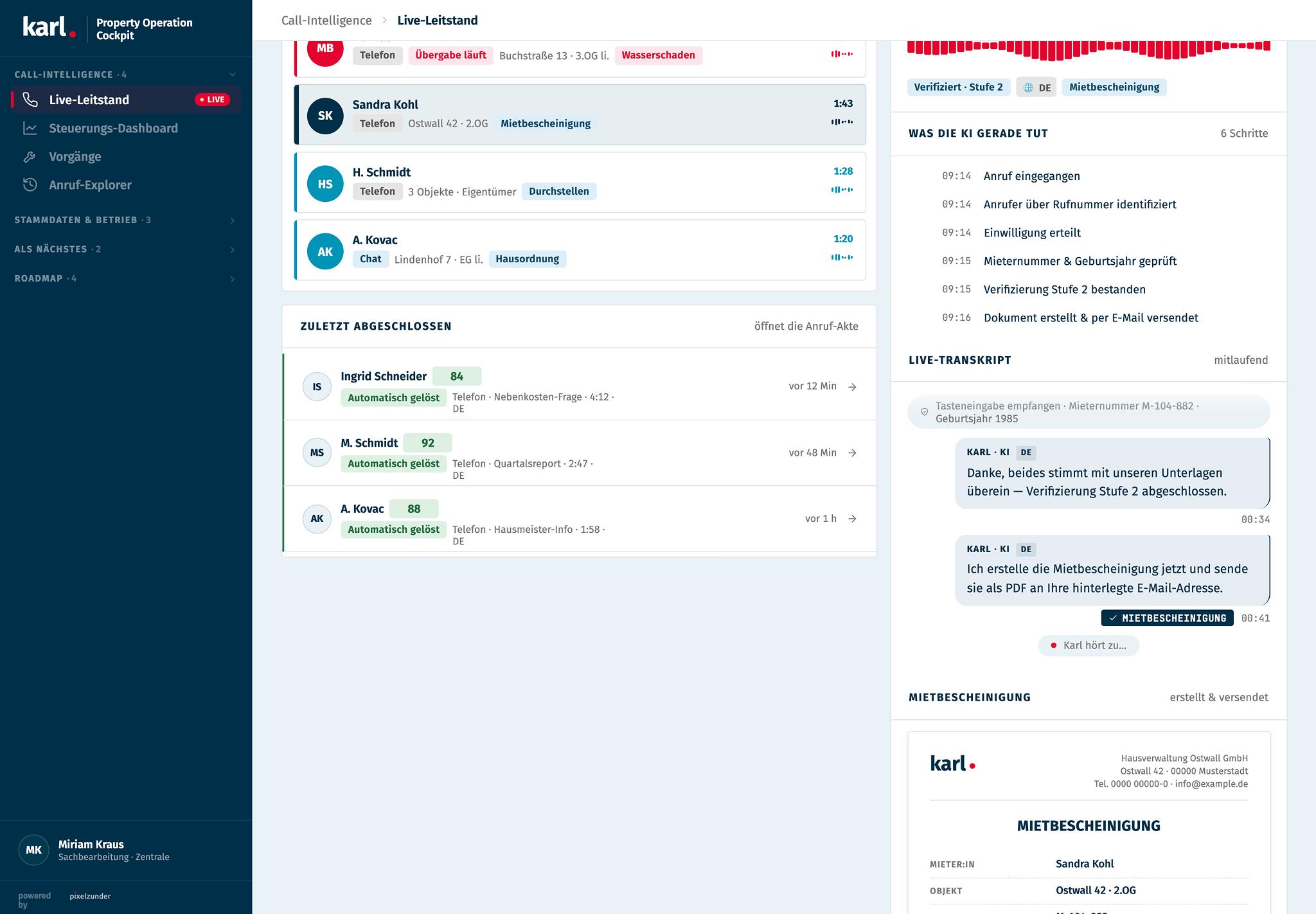 Karl – Mietbescheinigung Screenshot